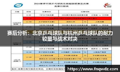 赛后分析：北京乒乓球队与杭州乒乓球队的耐力较量与战术对决